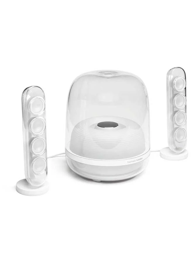 Premium Bluetooth Speaker System Iconic Transparent Design High-Fidelity Audio (White) i0v00