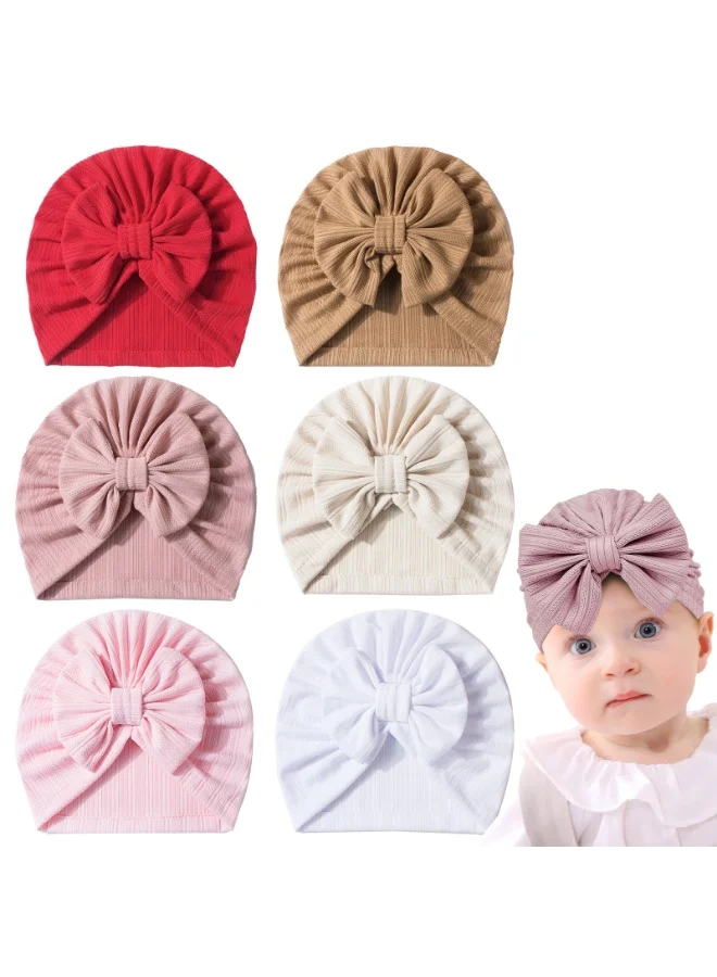 Premium Soft Turban Knotted Beanies for Infants and Newborns (6-Piece Set, Assorted Colors) bldpf