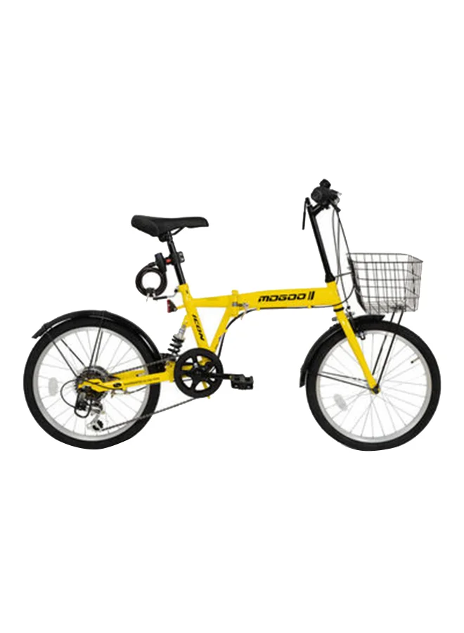 MOGOO Folding Bike 20-Inch Wheel with Basket Lock and Headlight (Yellow, 20-Inch) 7yr2p