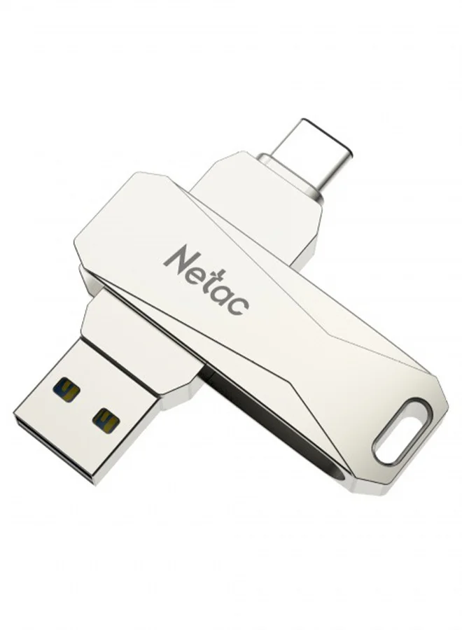 Netac Dual Interface Flash Drive USB-C and USB-A High-Speed Data Transfer (Silver, 64GB) ycpa4