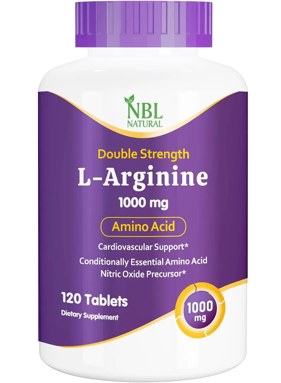 NBL Natural L-Arginine 1000 mg Amino Acid Supplement (120 Tablets) e6hud