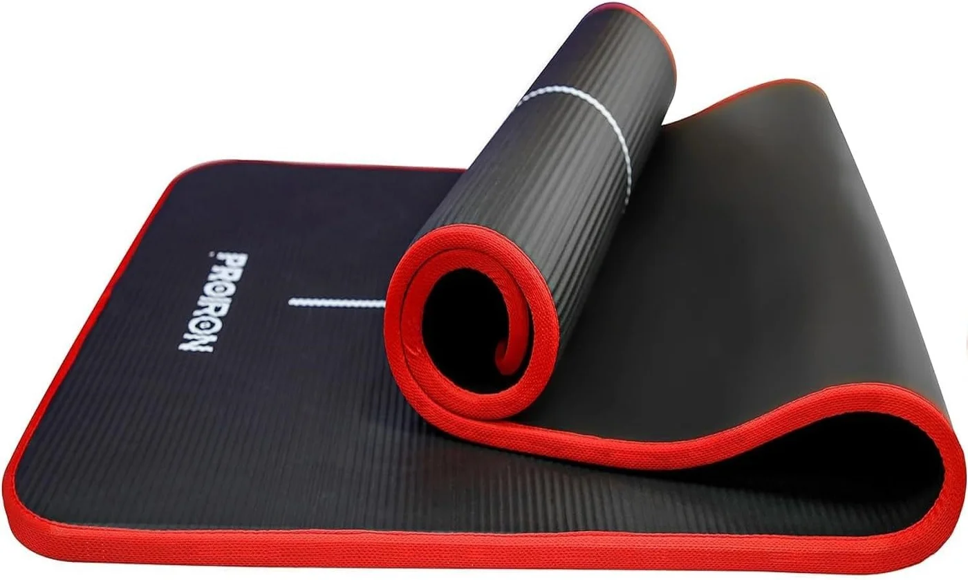 PROIRON Non-Slip Yoga Mat High Density Exercise Mat with Carrying Strap (Black, 183cm x 66cm x 1cm) 65szq