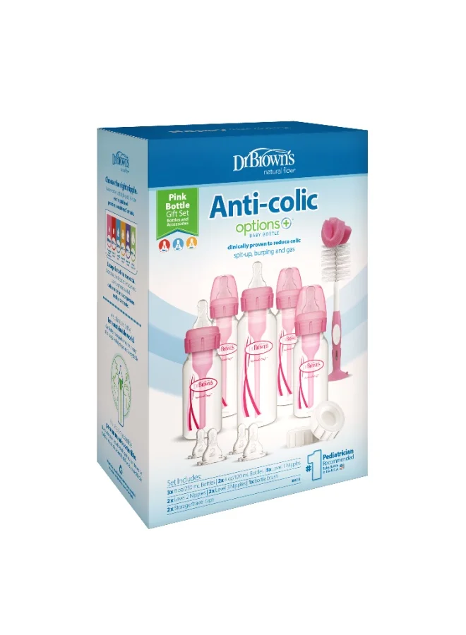 Premium Narrow Anti-Colic Feeding Set (Pink, 250 mL) qguje