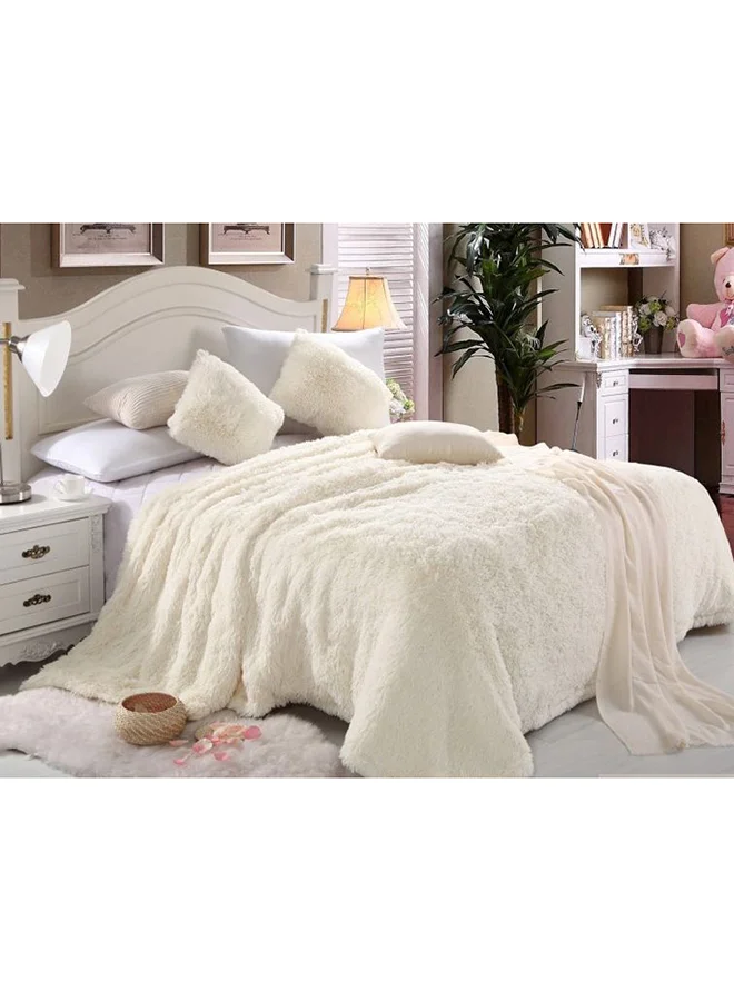 Comfy Luxe Faux Fur Comforter Set (6-Piece, Off White, King Size) 4qw1s