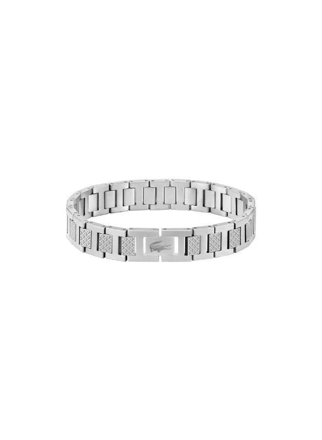 Premium Stainless Steel Link Bracelet for Men Metropole Collection Petit Piqu¨¦ Pattern (Silver, 20 cm) 91o5o