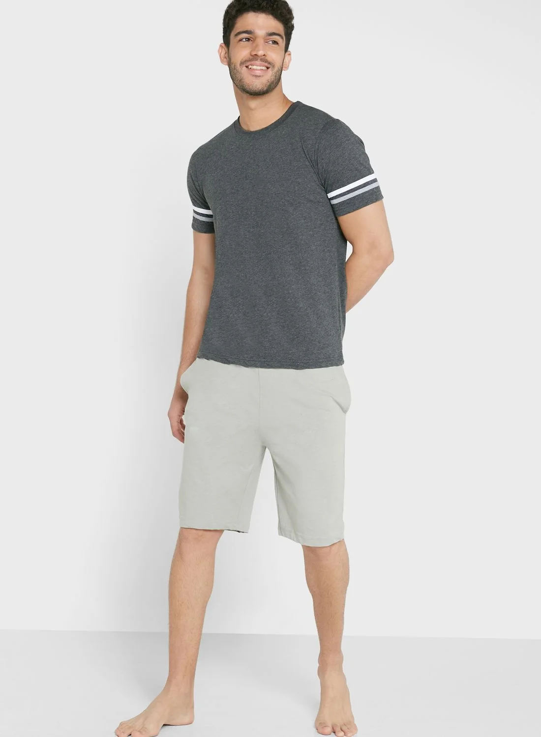 Seventy Five Casual Short Sleeve T-Shirt And Shorts Set Premium Cotton Summer Loungewear (Unisex, Adult) fg2ke
