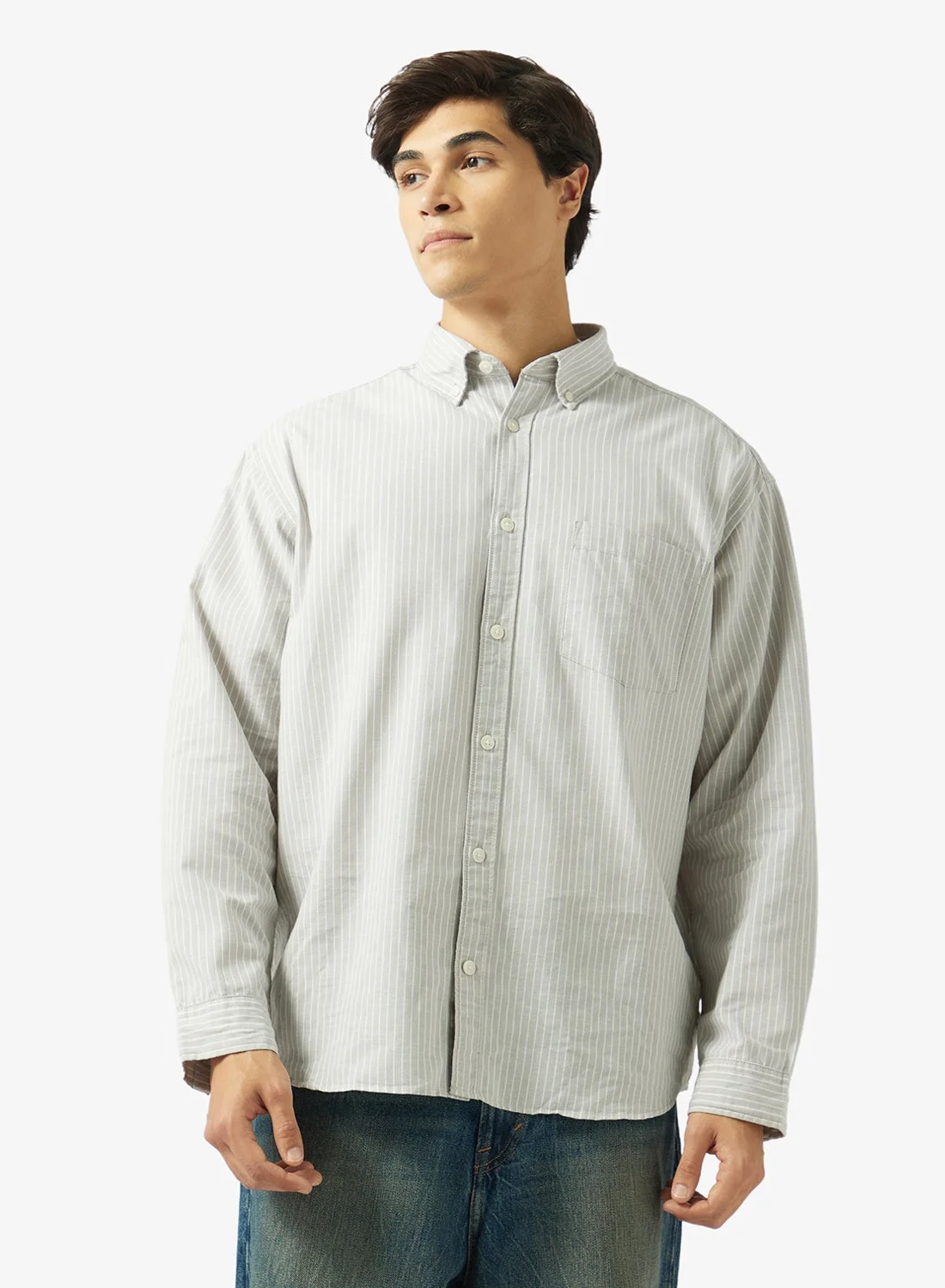 JACK & JONES Linen Blend Casual Long Sleeve Shirt Premium Breathable Fabric For Men (Beige, Large) dat08