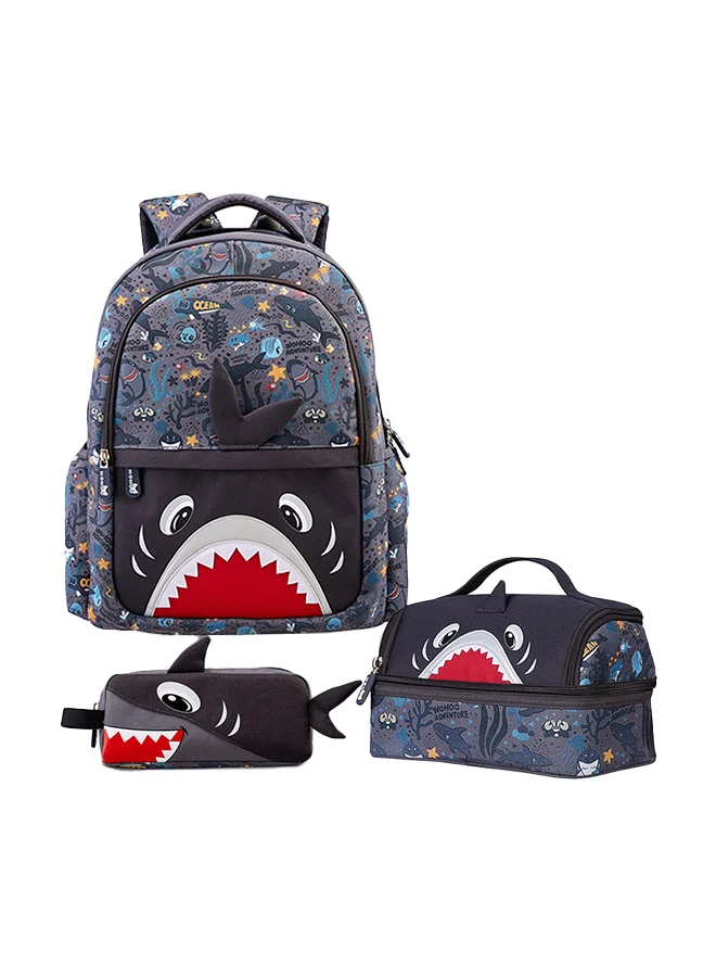 Nohoo Kids School Backpack Set with Lunch Bag and Pencil Case (3-Piece Set, 40 cm, Grey) bmyxv