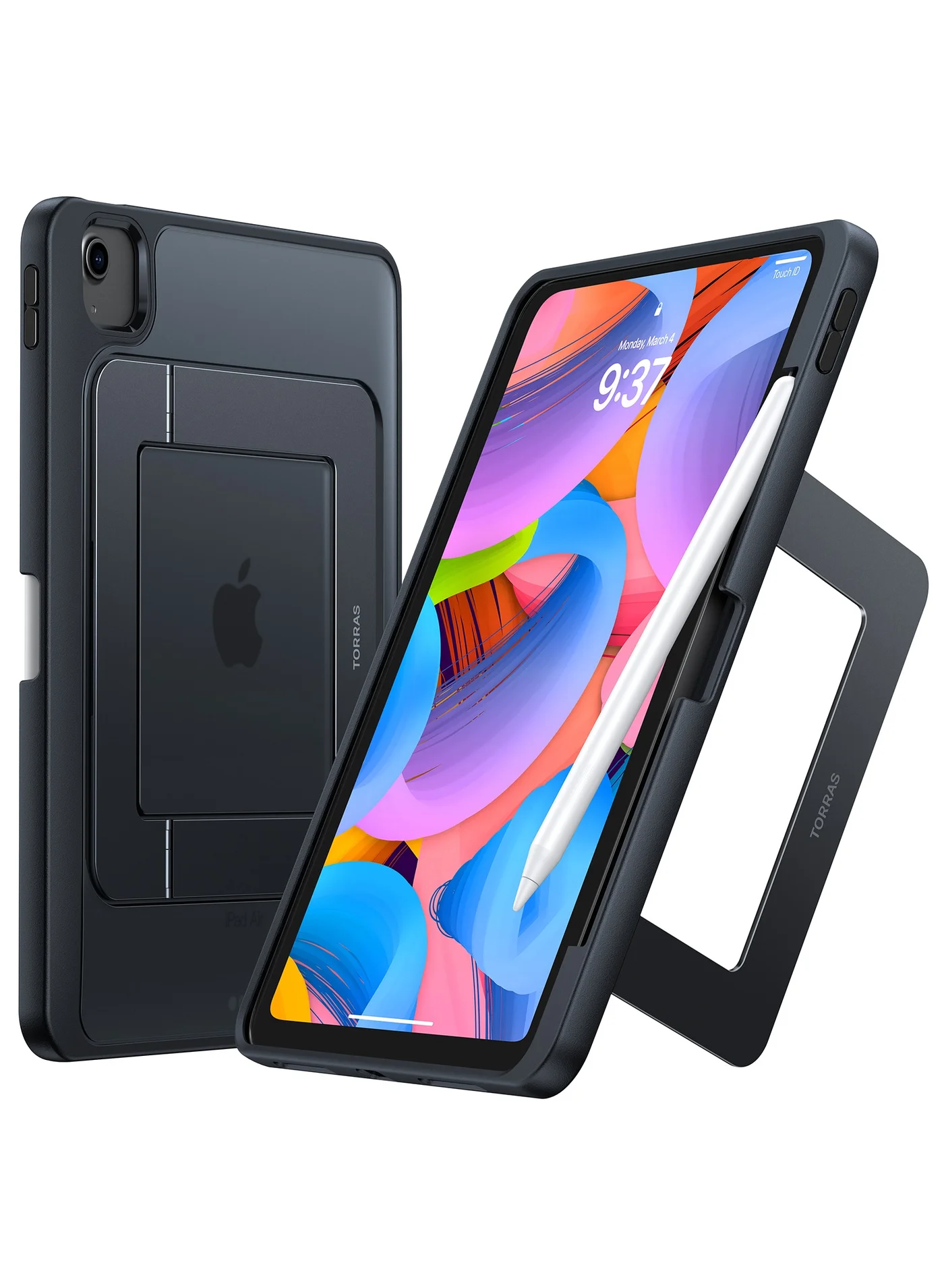 Premium Tablet Protective Case with Pencil Holder and Adjustable Dual Stand for 10.9-inch Devices (Translucent Black) nsteb