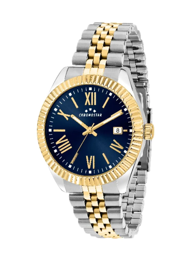 Chronostar Men's Analog Watch Round Blue Dial with Multicolour Stainless Steel Band (41mm) bdbv8
