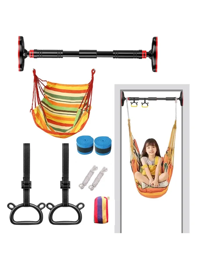 VUCATIN Kids Indoor Doorway Swing Chair and Pullup Bar Fitness Set (Yellow, 1 Piece) 0xaie