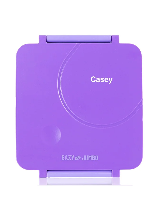 Eazy Kids Jumbo Lunch Box Set with Bowl Spoon and Fork (Purple, 4 Compartment) 1b28v