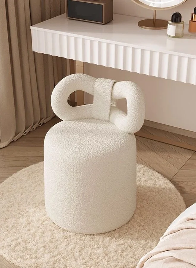 Fashionhome Modern Minimalist Fur Makeup Stool with Bow Shaped Ergonomic Backrest for Bedroom and Living Room (46x43x68 cm) 0i635
