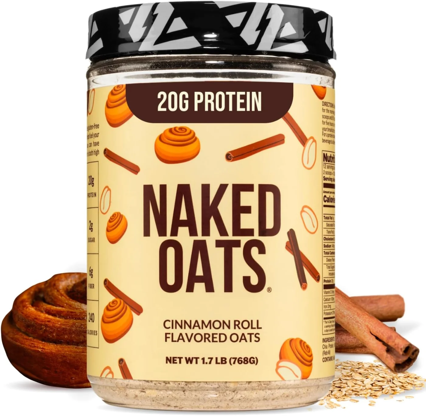 Premium Protein Oatmeal Cinnamon Roll Flavor (Gluten-Free Instant Breakfast Cereal, 500g) kif86