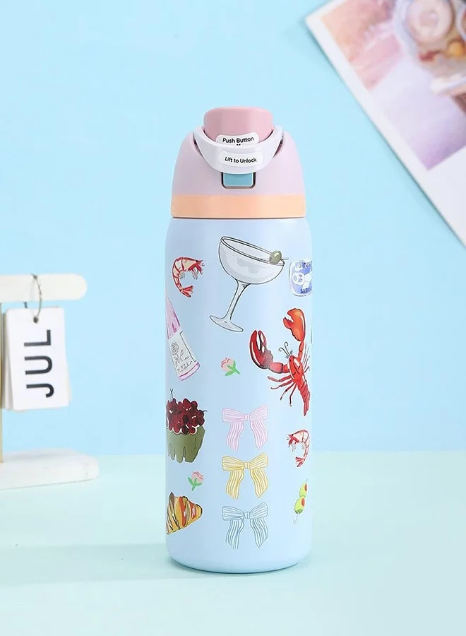 Premium Insulated Stainless Steel Water Flask with Built-in Straw for Sports Travel and School (700 mL) ntr7u