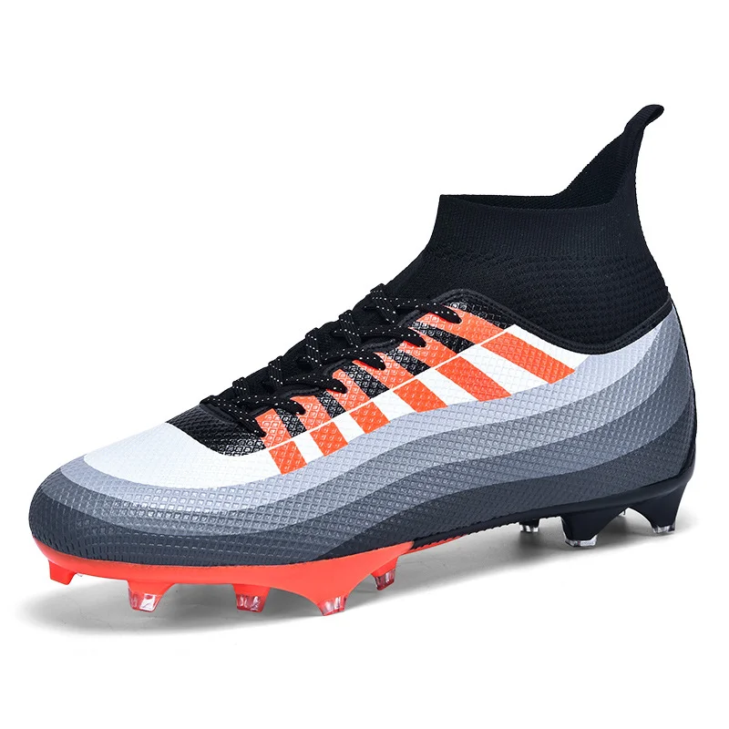 Professional High-Top Football Soccer Cleats Breathable Mesh Athletic Sneakers for Turf and Grass (Black, 42) 1fd8o