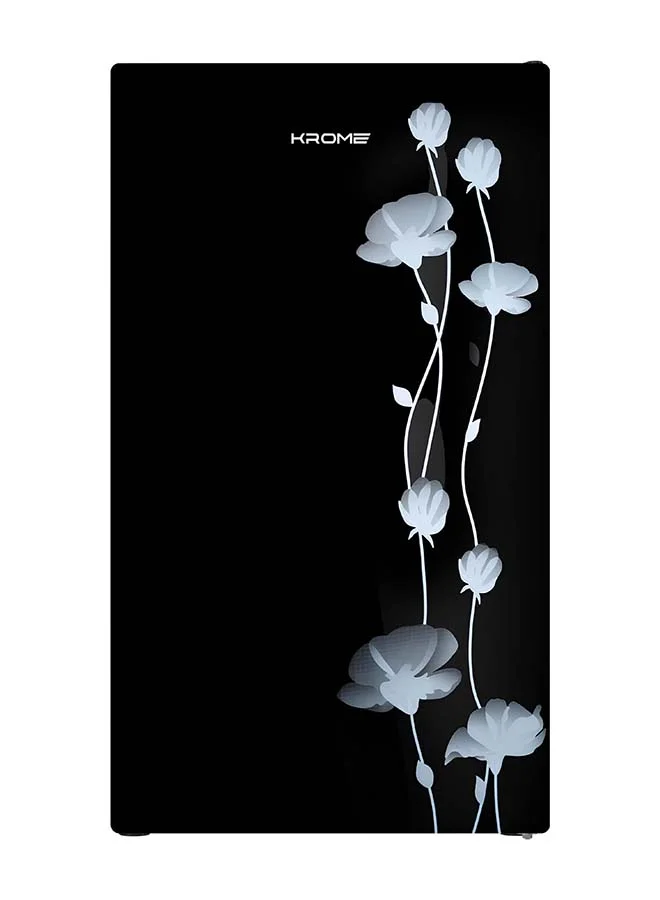 KROME Glass Door Refrigerator with Floral Design, 141L Gross Capacity, Direct Cooling System (Black, 141 L) 8oljs