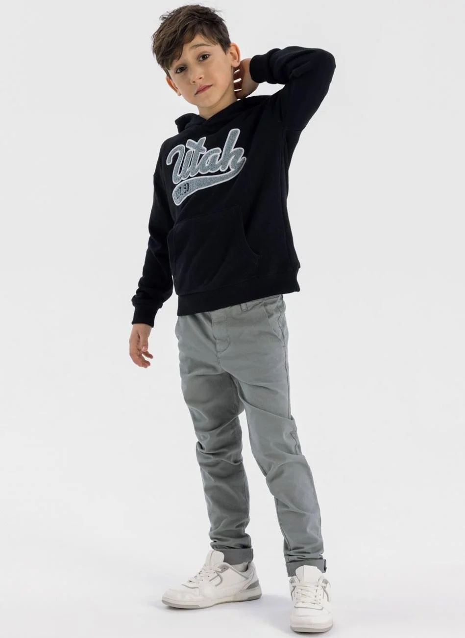 MINOTI Boys Chino Trousers Premium Cotton Blend Adjustable Waistband Grey (Kids) cuvys
