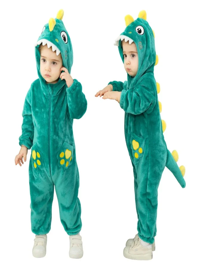 TONWHAR Dinosaur Costume for Toddlers, Premium Animal Romper Onesie for Halloween and Dress Up (Lake Green, 4T) y7e5k