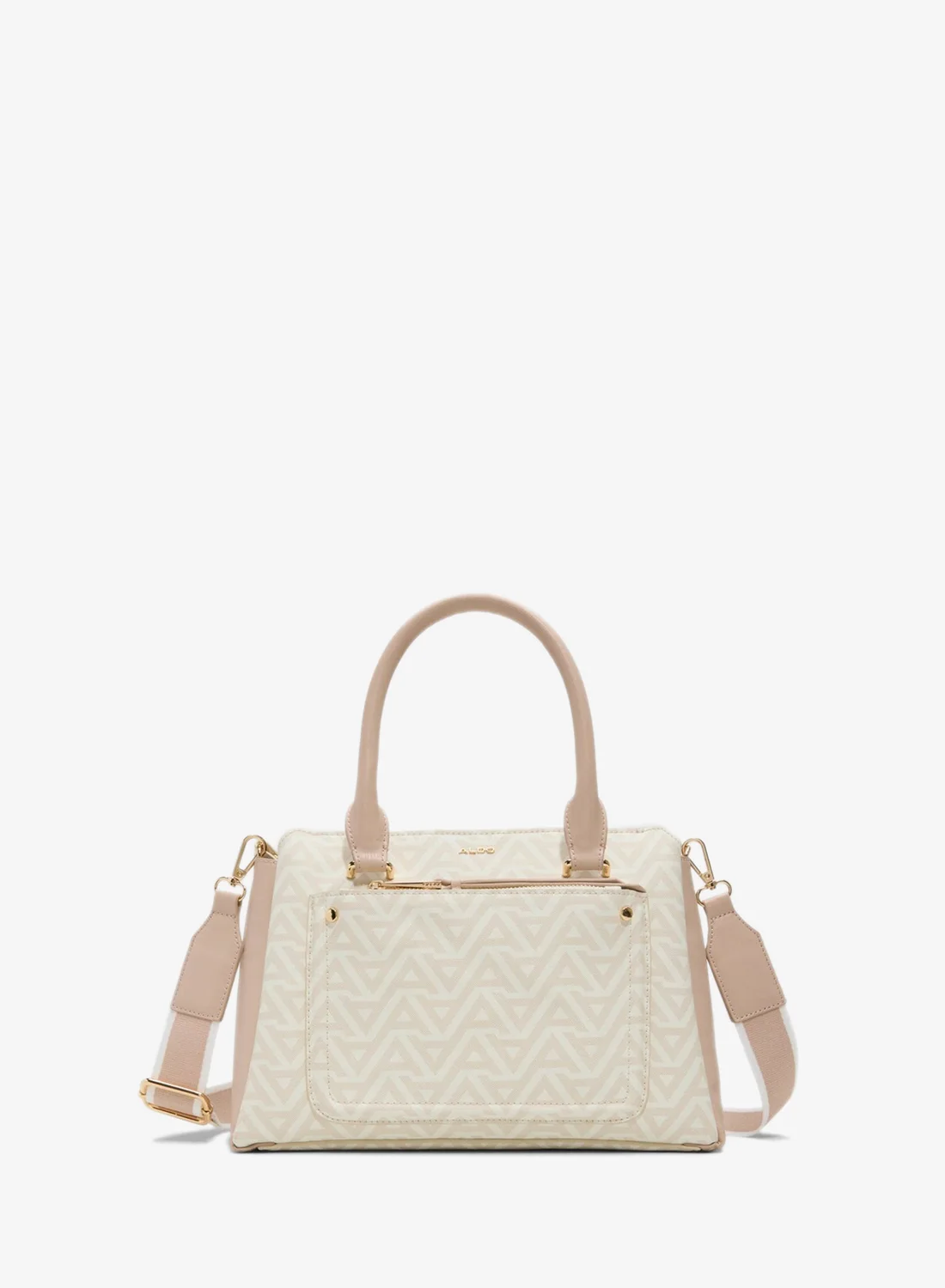 ALDO Monogram Patterned Zippered Satchel Bag Premium Handbag for Women (One Size) wh4yp