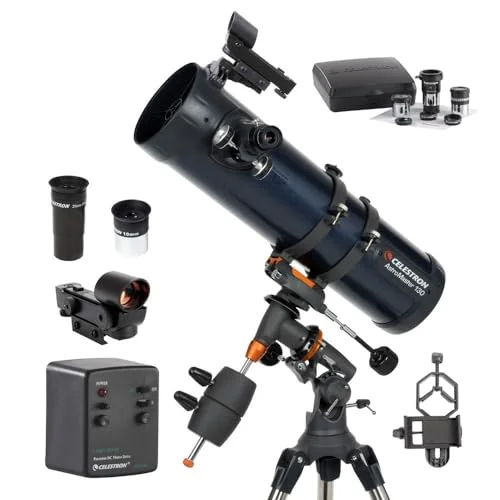 Premium Newtonian Reflector Telescope with Motor Drive and Smartphone Adapter (130mm Aperture) 77dbk