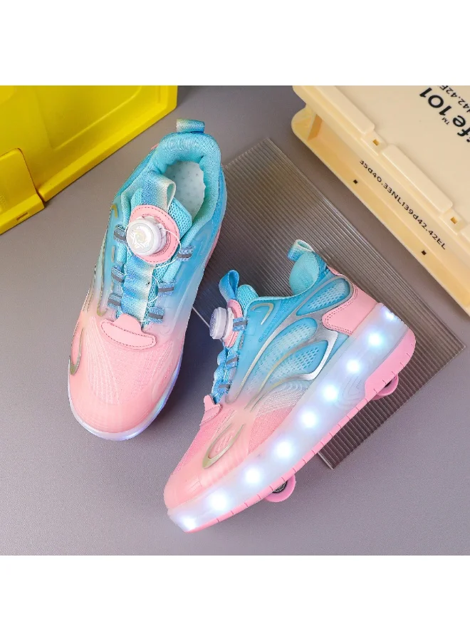 MIXSNOW LED Roller Skate Shoes with Wheels Premium Rubber Sole for Kids (Unisex, Shiny Design, 20 cm) 3czdt