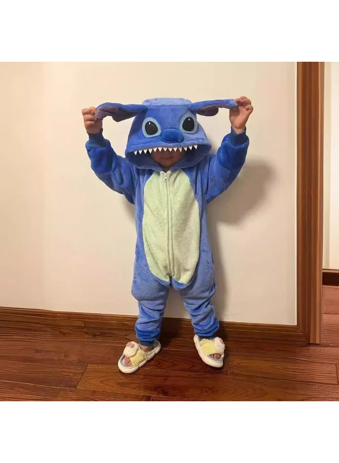 JAYATO Animal Onesie Pajamas Hoodie Cosplay Costume for Kids Unisex Blue (140cm) mnaks