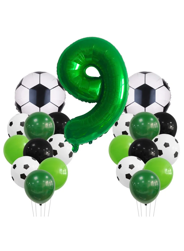 MIXDE Soccer Theme Party Balloon Set for Kids Birthday Decoration (Green, 9 Piece Set, 32 Inch) 983e4