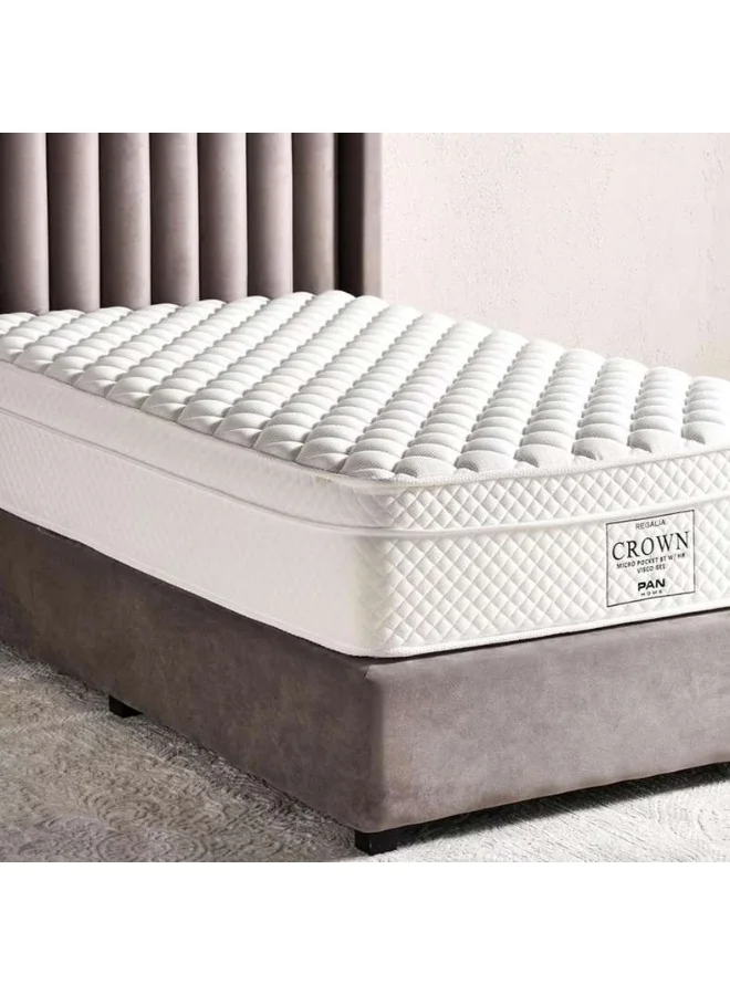 Pan Home Crown Worry-Free Micro Pocketed Mattress with Visco Gel Box Top (160x200 cm, 32 cm Height) zc0r7