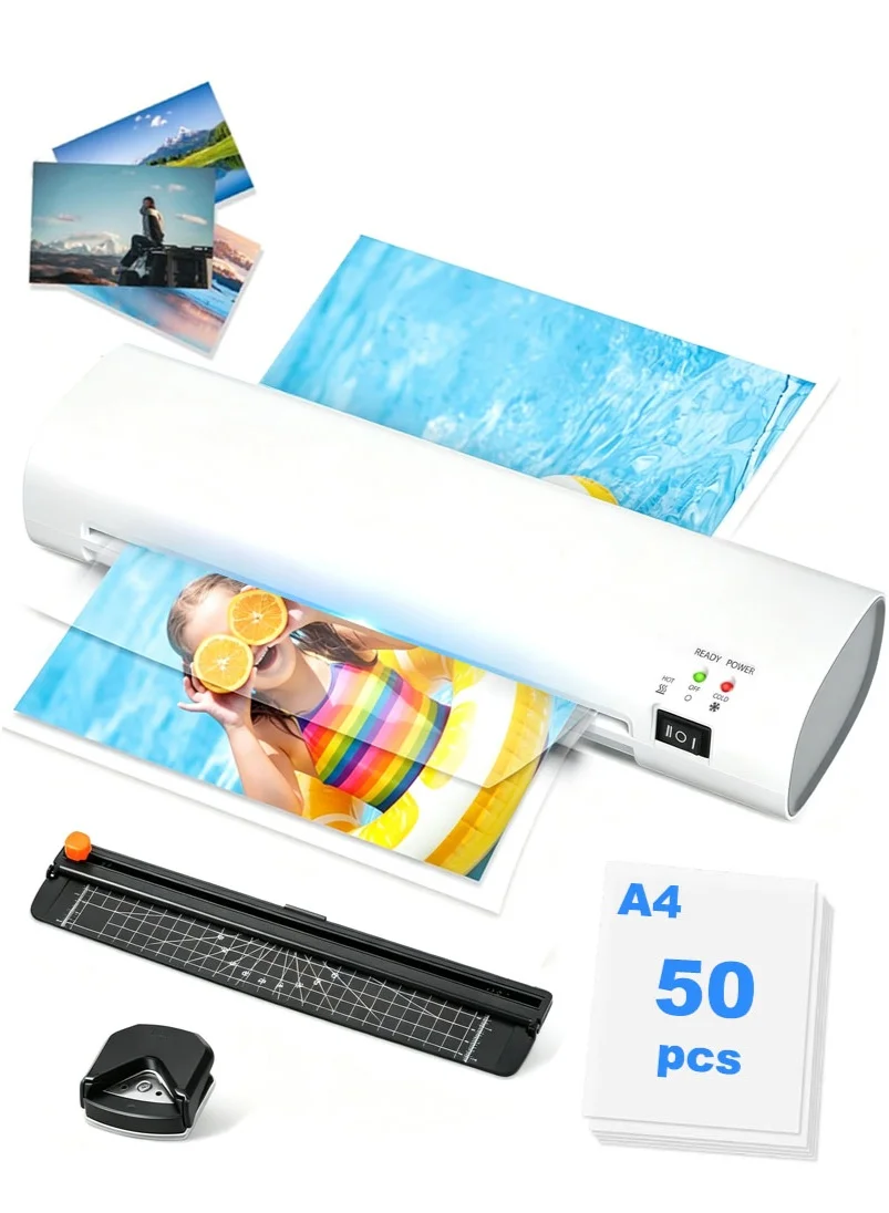 XICEN Thermal Laminator Machine with Paper Trimmer and Corner Rounder (Supports A4/A5/A6, 50 Laminating Sheets Included) ojphm