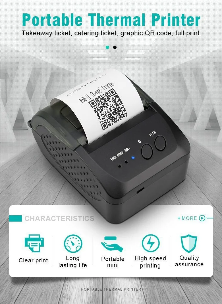 NETUM Portable Thermal Receipt Printer 58mm Wireless POS Bill Machine for Retail and Restaurant (Black, 2 inches) pp8n8