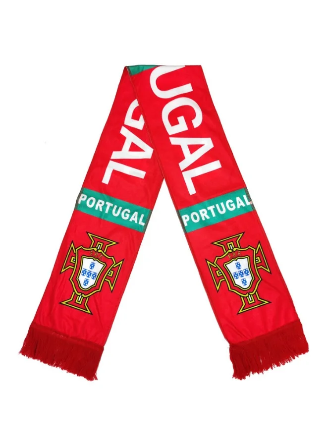 Portugal National Football Fan Scarf Premium Soft Knit Accessory with Emblem and Lettering (Red, 140 cm x 18 cm) 8fr0m