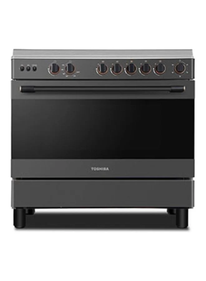 Premium 5-Burner Gas Range with Fan Oven (90 x 60 cm, Black and Silver) 4kbp4
