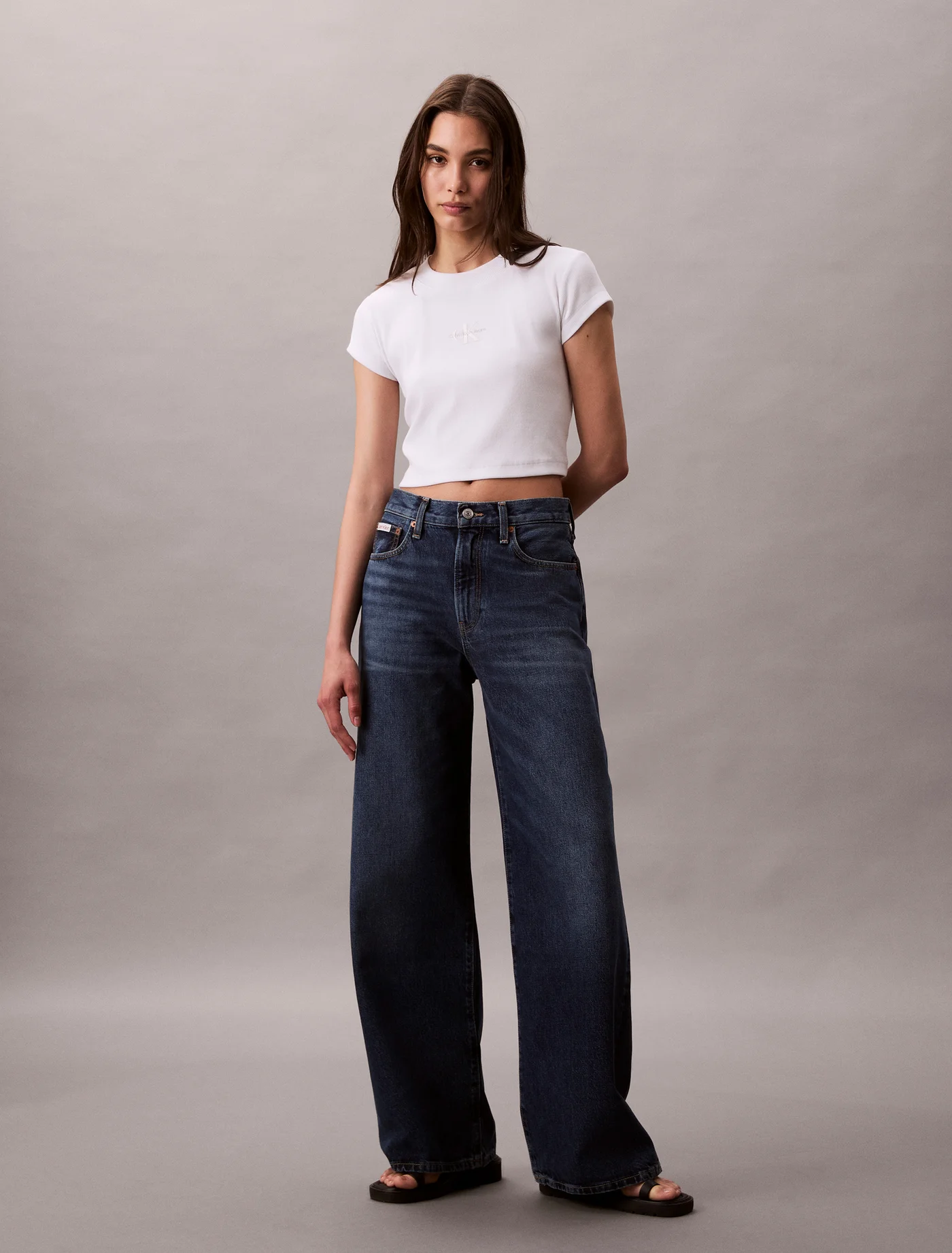 Premium Wide Leg Jeans High-Waisted Denim Trousers for Women (Blue, 38) e8rip