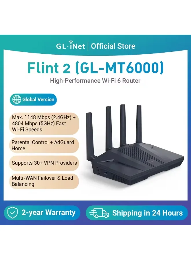 Premium WiFi 6 Gaming Router with 2.5G Multi-Gig Ports and High-Speed WireGuard Support (Black, 1 Unit) x154n