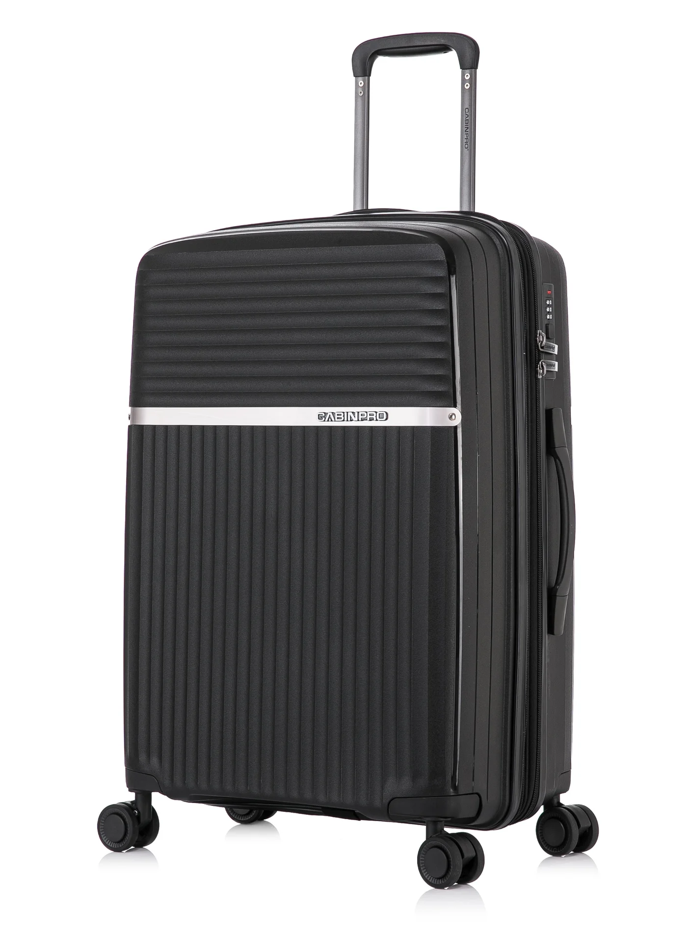CABINPRO Expandable Hard Shell Trolley Luggage Premium PP Checked Suitcase with 360¡ã Spinner Wheels (Black, 65 cm) 1kfpf