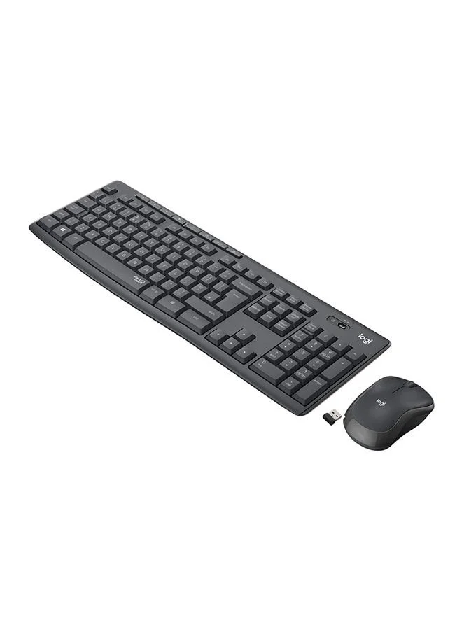 Silent Wireless Keyboard and Mouse Combo with English-Arabic Layout (Black, 10m Range) gtn43