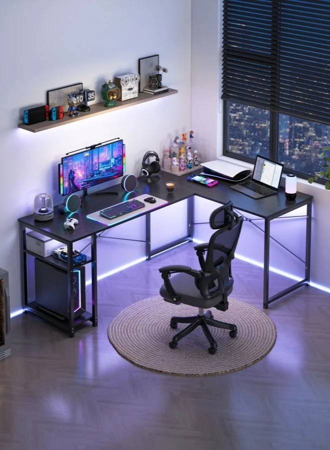 Zanotta L-Shaped Gaming Desk Corner Computer Workstation (Black, 150 cm) 9cvjp