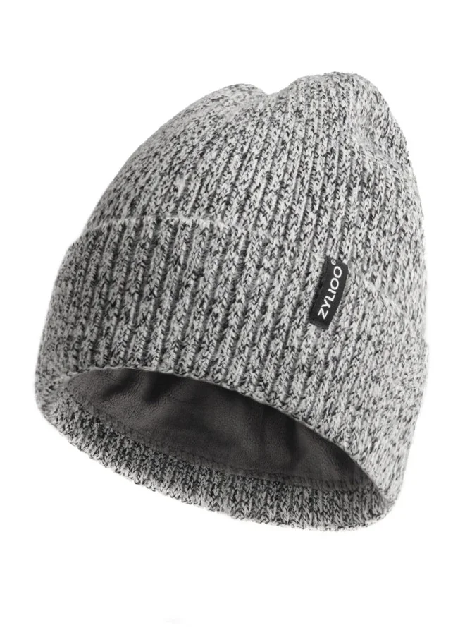 Zylioo Oversize Knit Beanie Hat, Fleece Lined Winter Skull Cap for Cold Weather (XXL, Solid Black) zr5ck