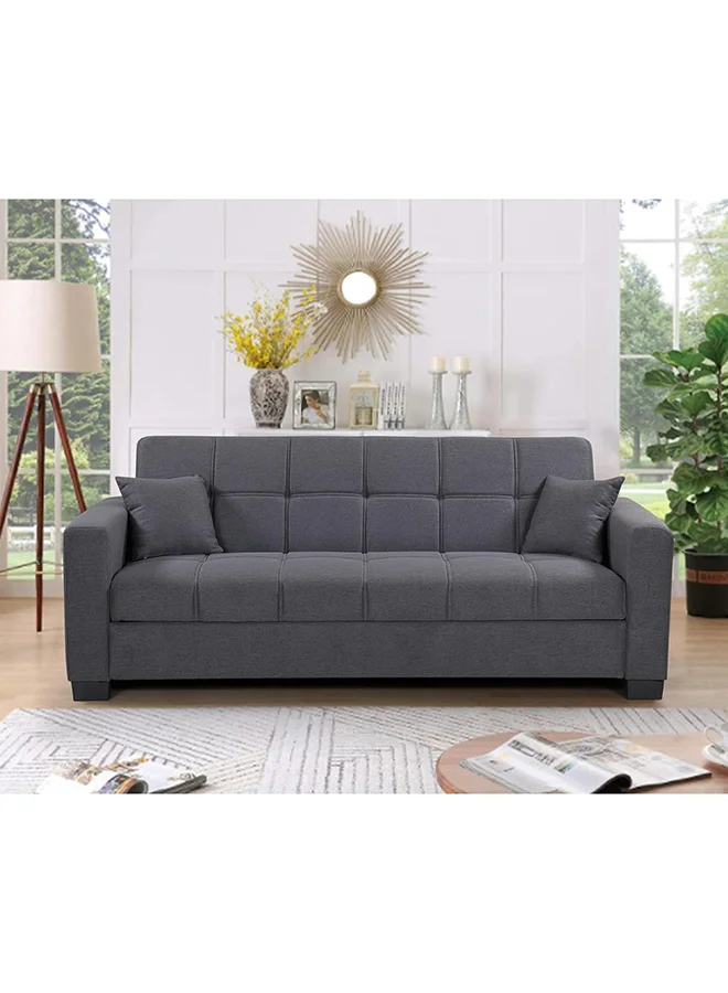 MAF Furniture Modern 3-Seater Fabric Sofa Bed Convertible Sleeper for Living Room (Grey, 180 cm) 1qmf5