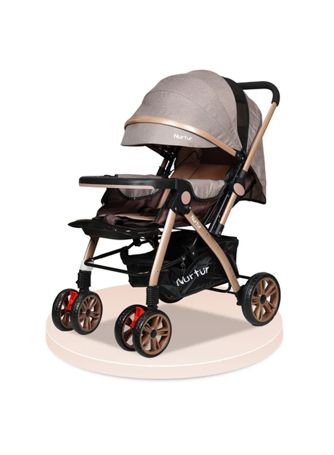 Nurtur Reversible Travel Stroller with 5-Point Safety Harness and Adjustable Canopy (Sand, One Size) m8mx7