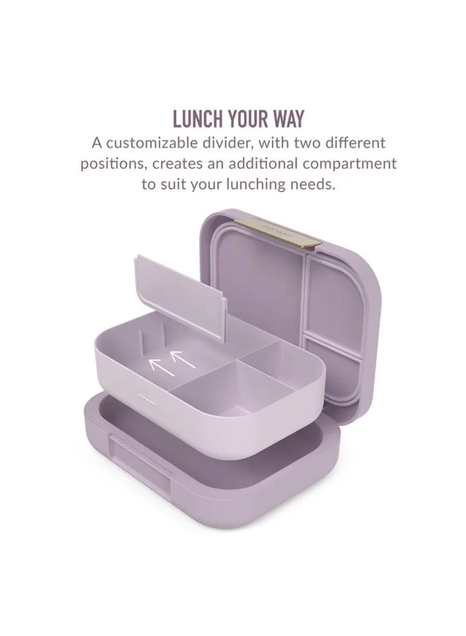 Premium 4-Compartment Bento Lunch Box Leak-Resistant Food Container for On-The-Go Meals (Orchid, 1 Unit) fcdxi
