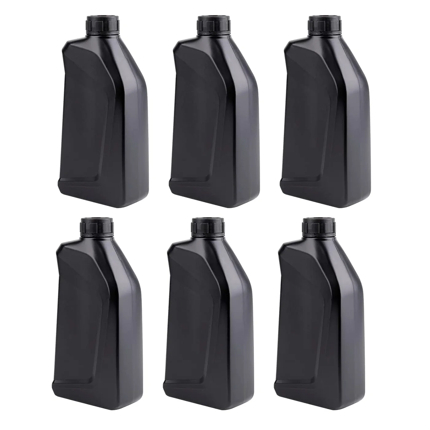 Hacaroa Plastic Storage Jugs with Lids for Automotive Fluids and Household Liquids (Black, 1 Liter, 6 Pack) eomp5