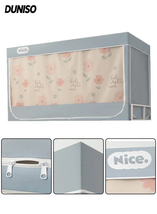 DUNISO Bed Canopy Privacy Curtain Premium Linen Texture Blackout Tent for Single Bed (190 x 90 cm) zueyn
