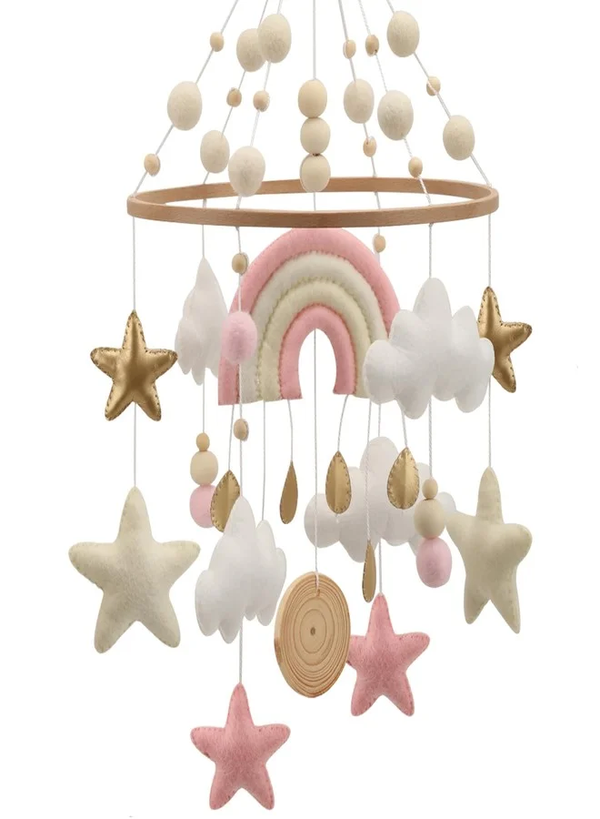 Flora & Ivy Boho Rainbow Crib Mobile for Nursery Decor (Pink and White, 25 cm) p52uq