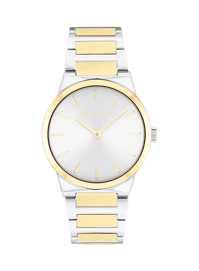 Premium Analog Round Wristwatch for Women Stainless Steel Silver Case (One Size) 1jnf0