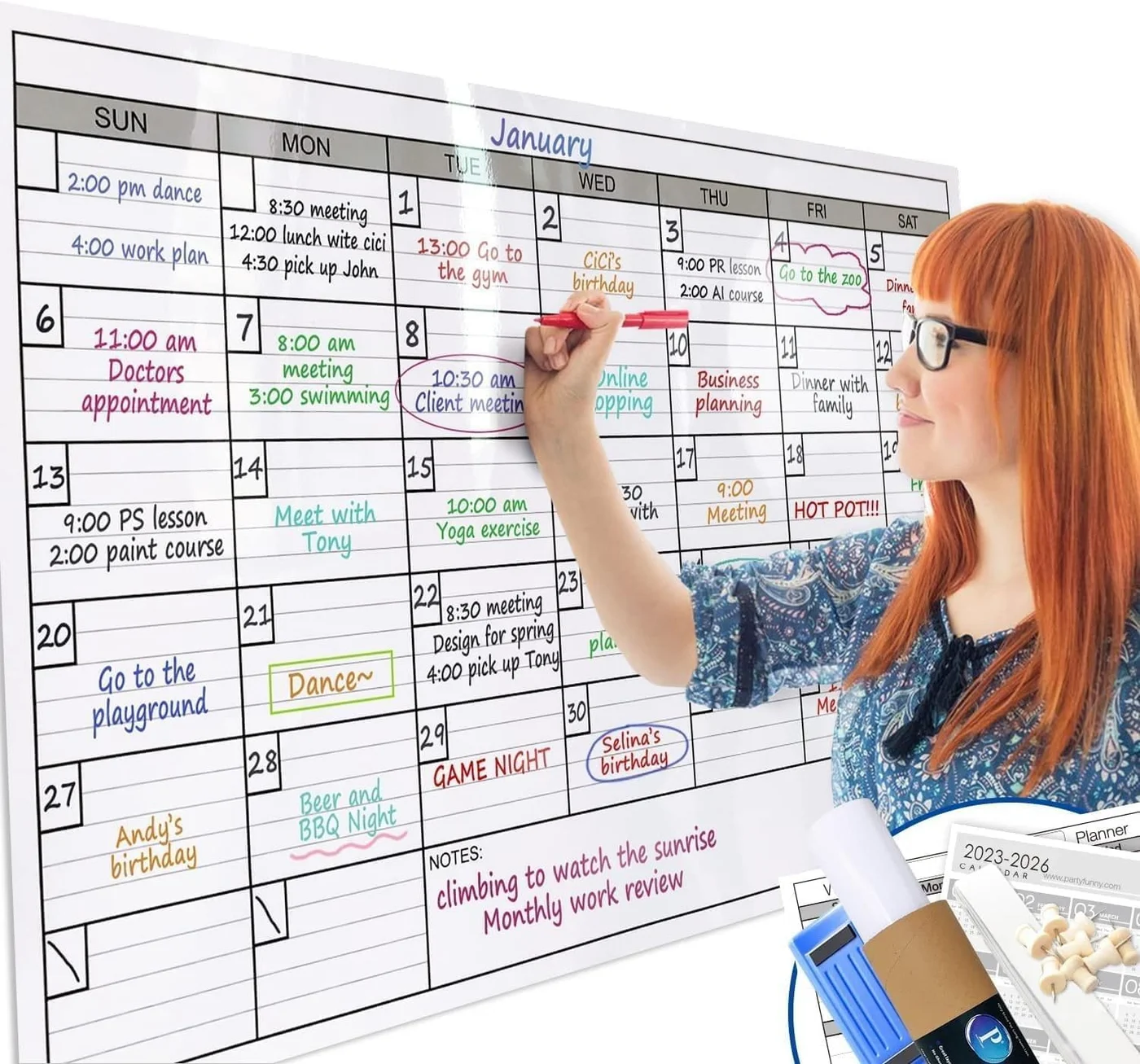 Premium Monthly Dry Erase Laminated Jumbo Whiteboard Calendar (Large Wall Planner) lv45y