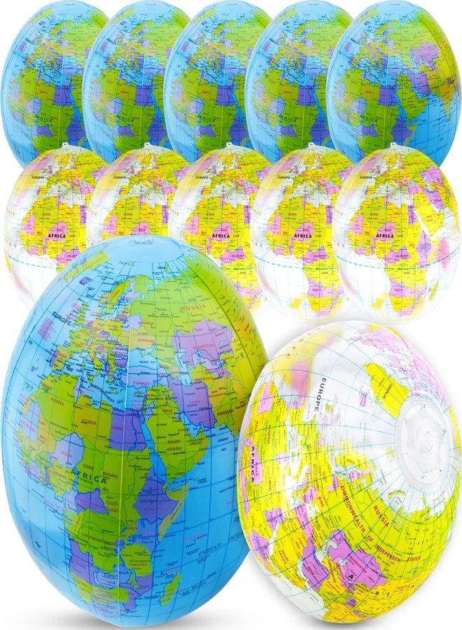 Feradny Inflatable World Globe Beach Balls Premium PVC Earth Map Pool Toys for Kids (12 Pack, 30 cm) xi24r