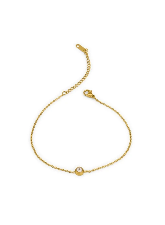 Premium 18k Gold Tone Plated Dainty Stone Anklet for Women (Adjustable Length) zudur