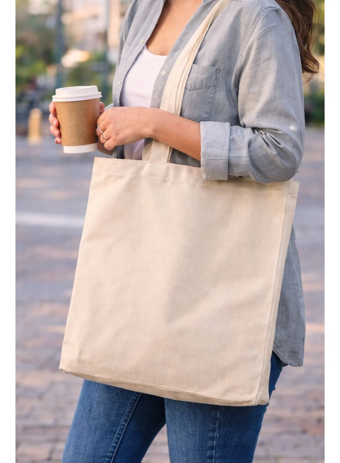 SUNSTAR Minimalist Canvas Tote Bag Eco-Friendly Everyday Shopper (Beige, 40x35cm) kc923